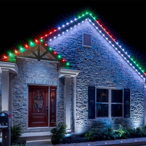 Haven X-Series Classic permanent Christmas lights along the roofline